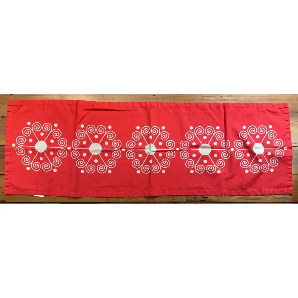 IKEA Isig Red Christmas Snowflake Winter Holiday Linen Cotton Table Runner 54